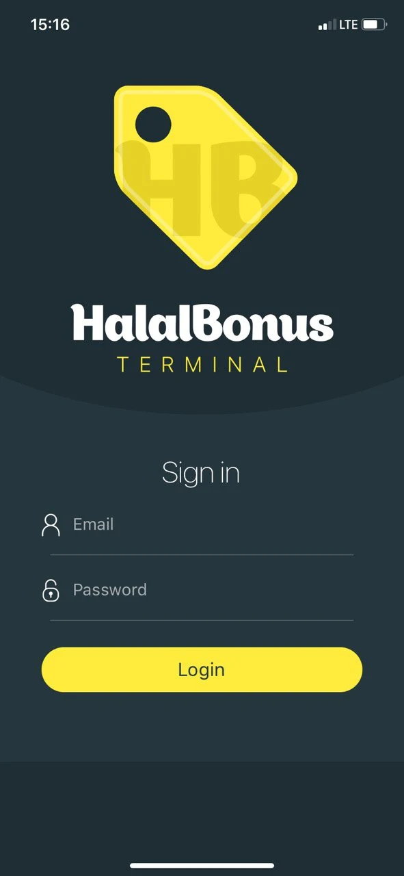HalalBonus: Вход в терминал заведения